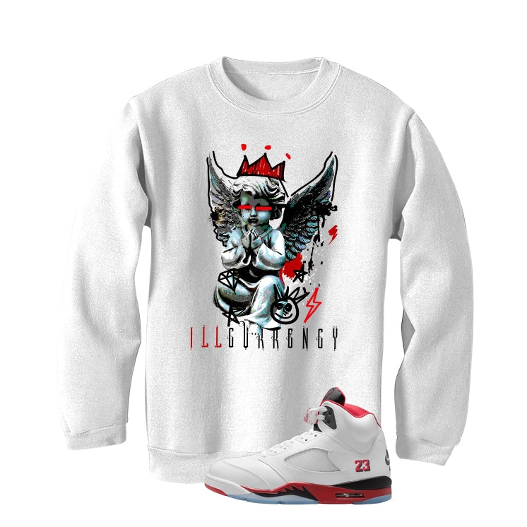 Air Jordan 5 Fire Red Black Tongue White T-Shirt (Graffiti product image 4
