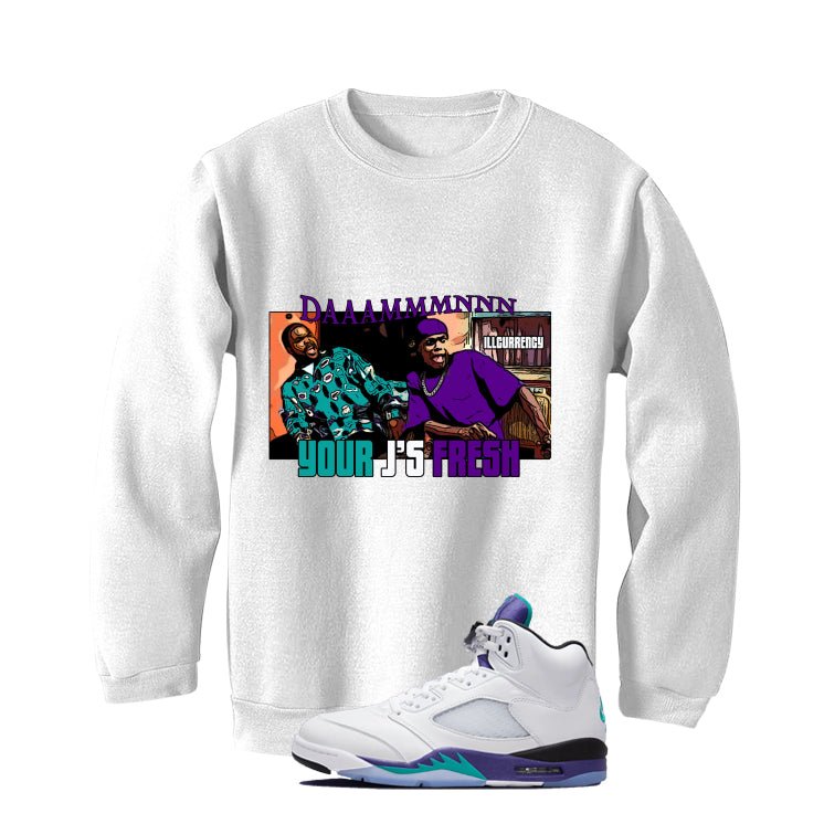 Air Jordan 5 OG Grape White T-Shirt (Damnnnn)| illcurrency product image 4