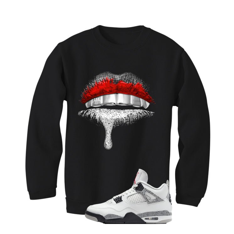 Air Jordan 4 White Cement Black T-Shirt (Lips)| illcurrency product image 4