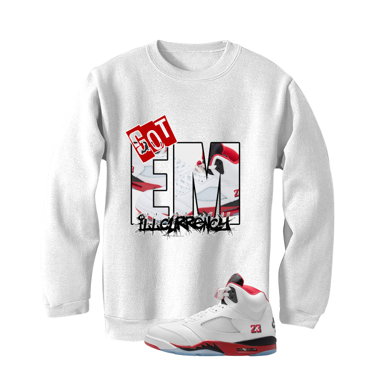 Air Jordan 5 Fire Red Black Tongue White T-Shirt (GOT EM) product image 4
