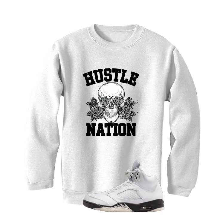 Air Jordan 5 White Black T-Shirt (Hustle Nation) product image 4