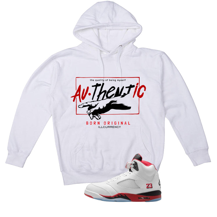Air Jordan 5 Fire Red Black Tongue White T-Shirt product image 3