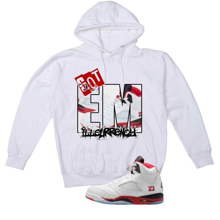 Air Jordan 5 Fire Red Black Tongue White T-Shirt (GOT EM) product image 3