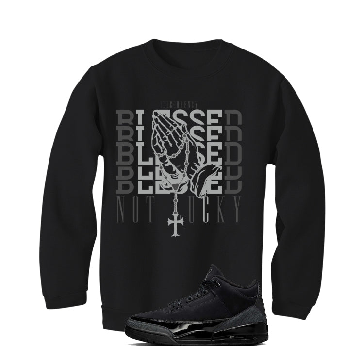 Air Jordan 3 Black Cat T-Shirt (Blessed not lucky) product image 4