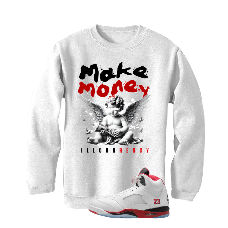 Air Jordan 5 Fire Red Black Tongue White T-Shirt (Make product image 4