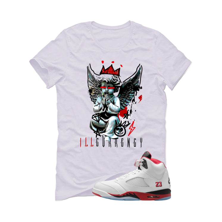 Air Jordan 5 Fire Red Black Tongue White T-Shirt (Graffiti product image 2