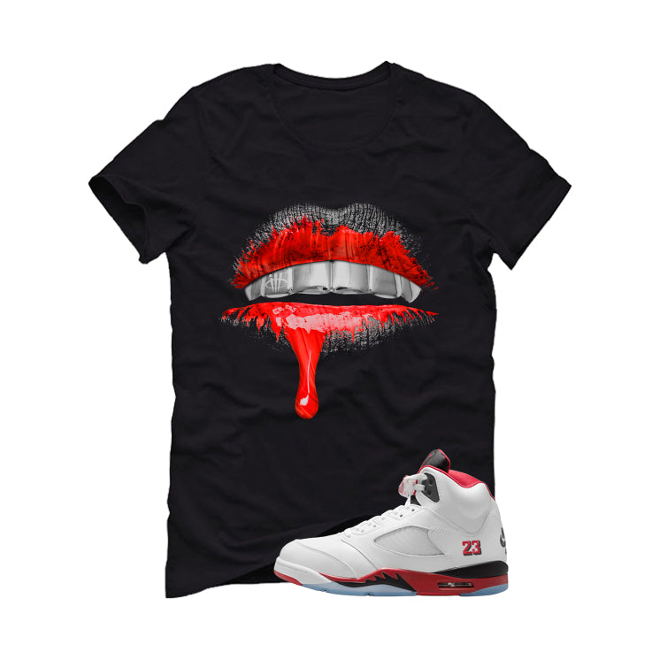 Air Jordan 5 Fire Red Black Tongue T-Shirt (Lips) product image 2