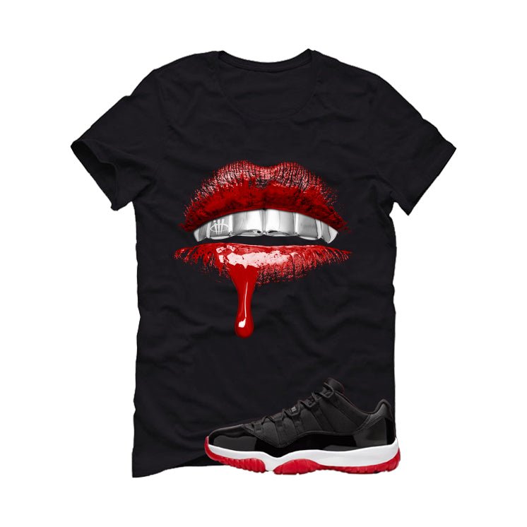 Air Jordan 11 Low Bred Black T-Shirt (Lips)| illcurrency product image 2