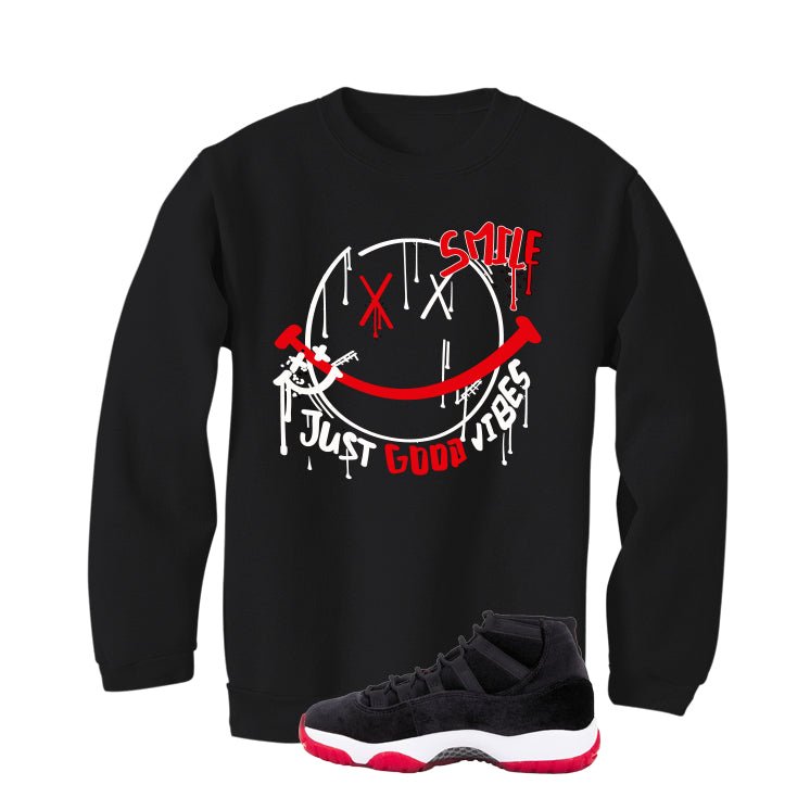 Air Jordan 11 Bred Velvet Black T-Shirt (Smile)| illcurrency product image 4