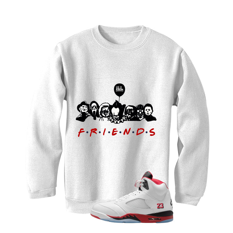Air Jordan 5 Fire Red Black Tongue White T-Shirt (Friends) product image 4