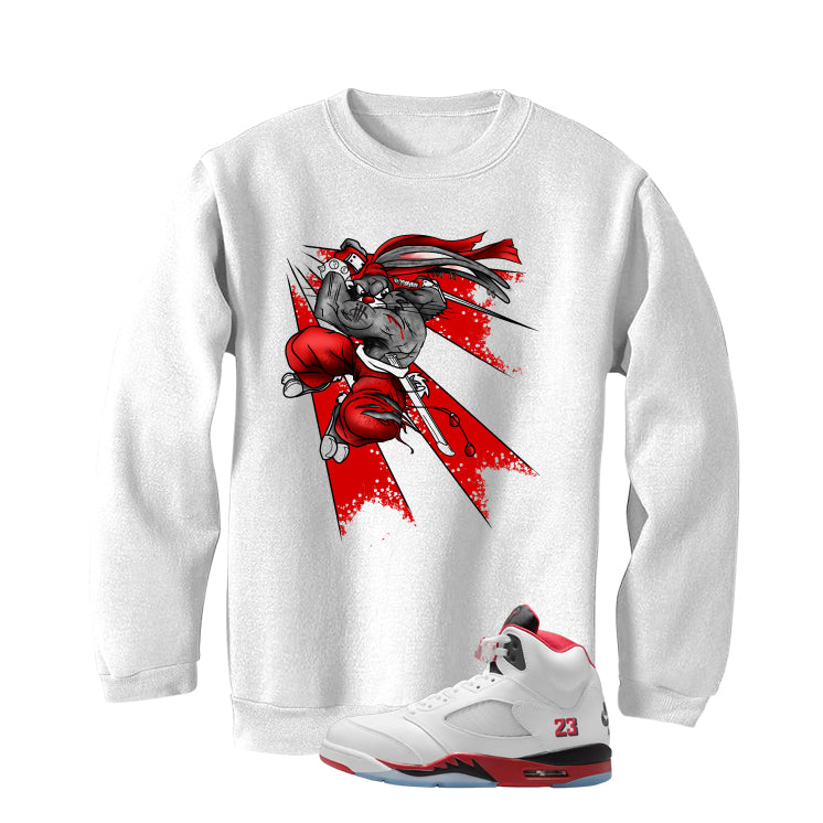 Air Jordan 5 Fire Red Black Tongue White T-Shirt (Bugs) product image 4