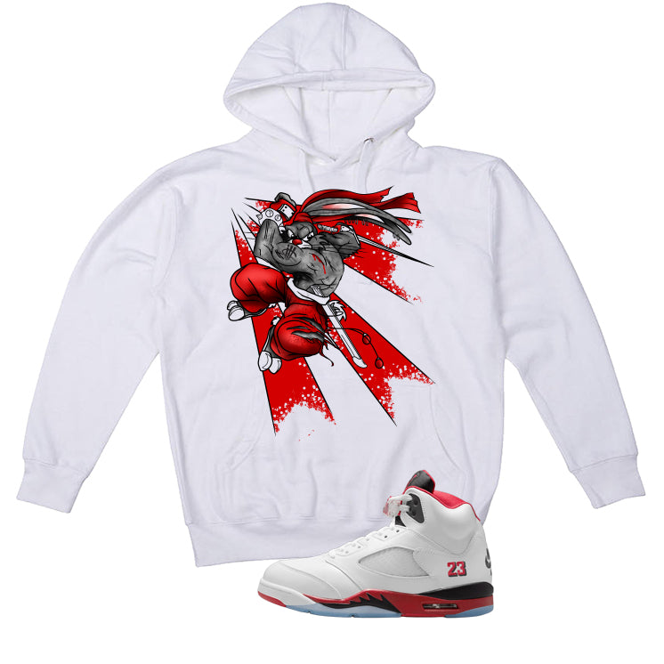 Air Jordan 5 Fire Red Black Tongue White T-Shirt (Bugs) product image 3