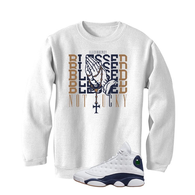 Air Jordan 13 Midnight Navy White T-Shirt (Blessed not product image 4