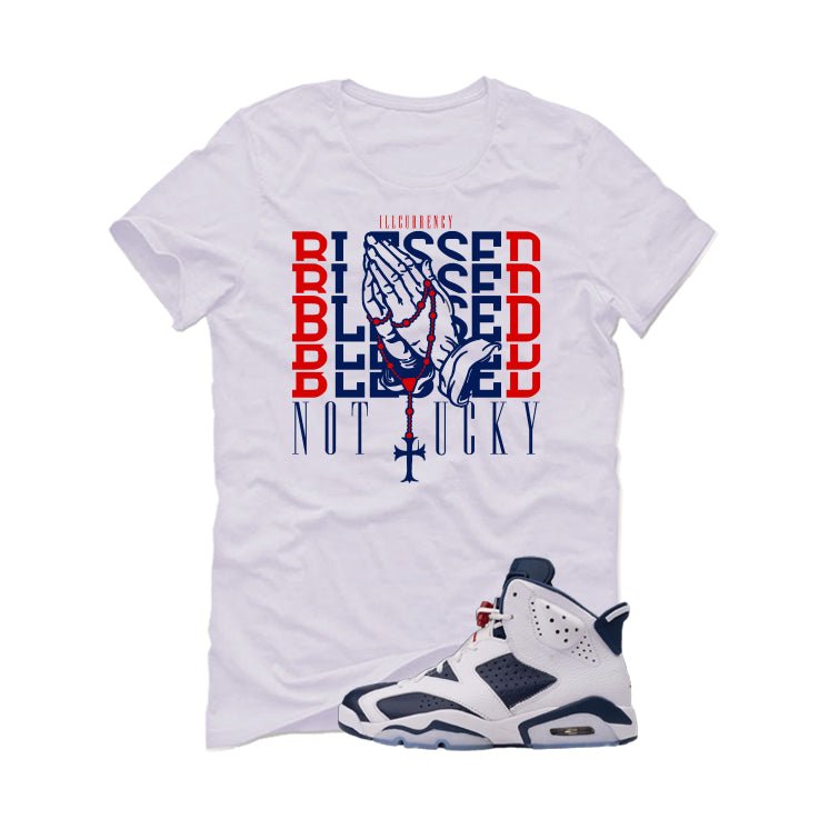 Air Jordan 6 Olympic White T-Shirt (Blessed not lucky) product image 2