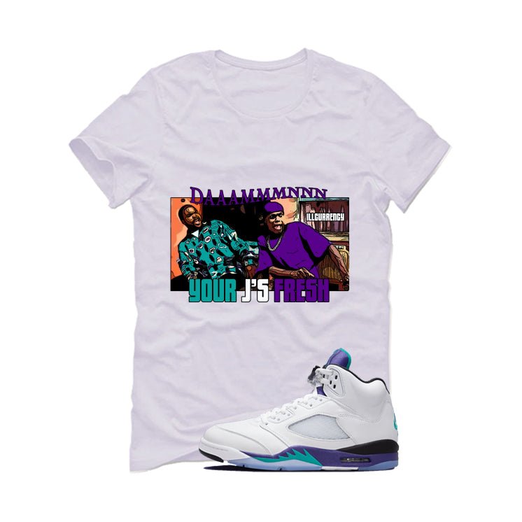 Air Jordan 5 OG Grape White T-Shirt (Damnnnn)| illcurrency product image 2