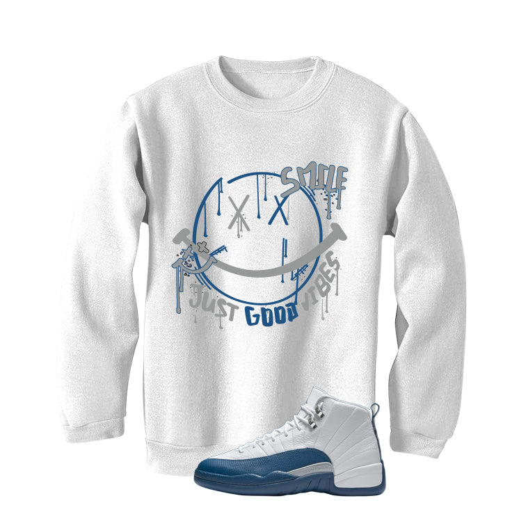 Air Jordan 12 French Blue White T-Shirt (Smile)| illcurrency product image 4