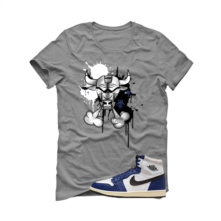 Air Jordan 1 Rare Deep Royal Blue Grey T-Shirt (Iron Bull) product image 2