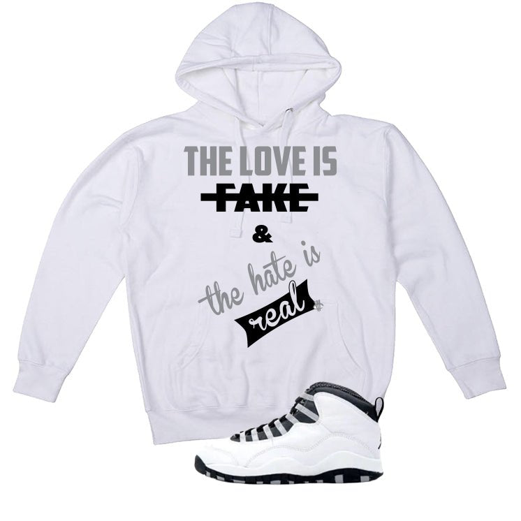 Air Jordan 10 OG Steel White T-Shirt (Love Is Fake) product image 3