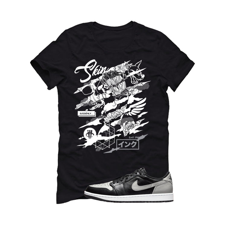 Air Jordan 1 Low OG Shadow Black T-Shirt (SKIN AND INK) product image 2