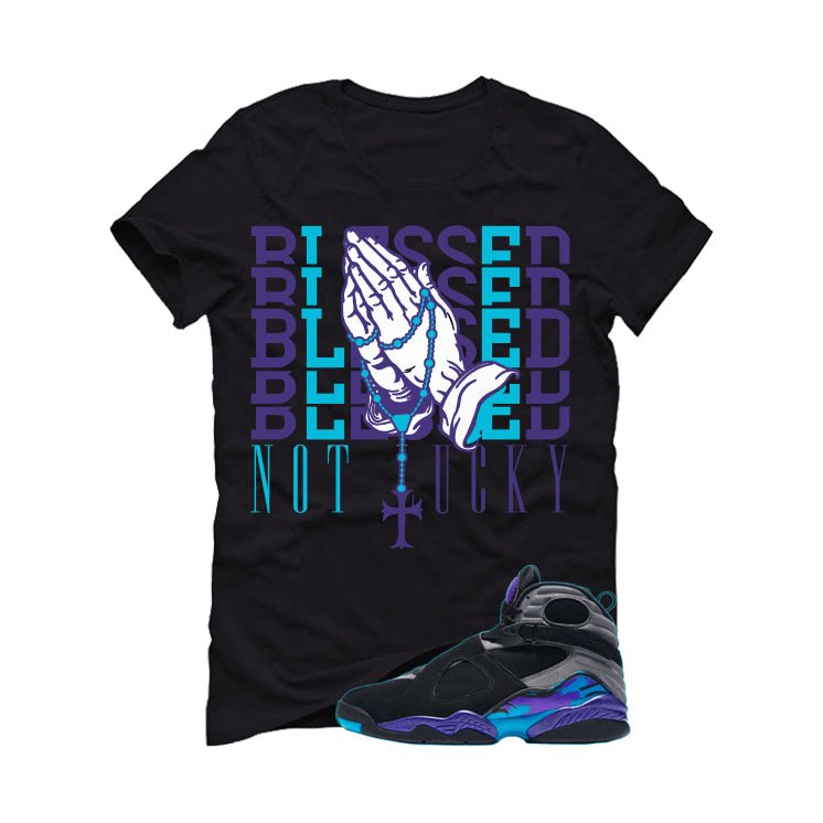 Air Jordan 8 OG Aqua Black T-Shirt (Blessed not lucky) product image 2