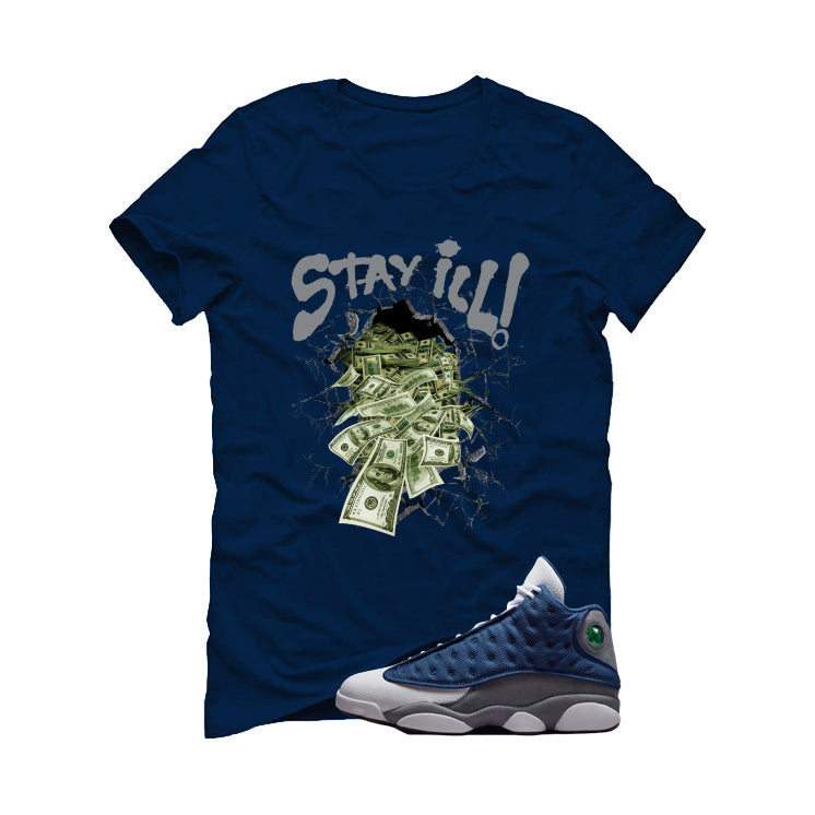 Air Jordan 13 Flint Navy Blue T-Shirt (Stay ill) product image 2