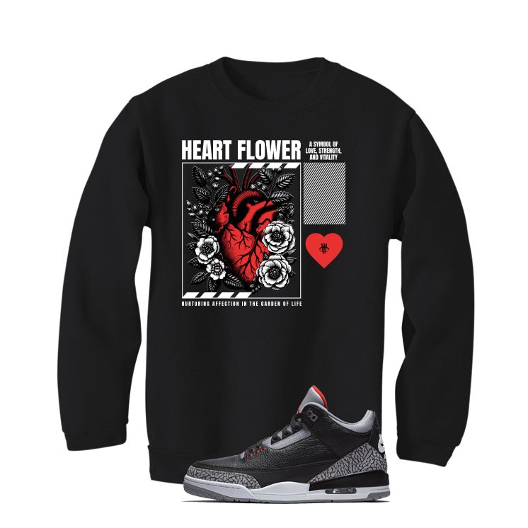 Air Jordan 3 Black Cement T-Shirt (Heart Flower) product image 4