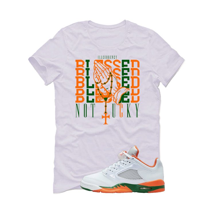 Air Jordan 5 GS Miami Hurricanes White T-Shirt (Blessed not product image 2