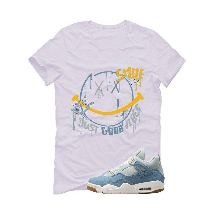 Air Jordan 4 Denim Worn Blue White T-Shirt (Smile) product image 2