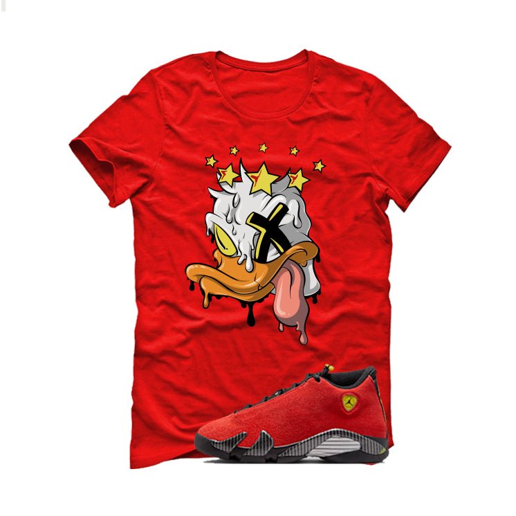 Air Jordan 14 Ferrari Red T-Shirt (ducked)| illcurrency product image 2