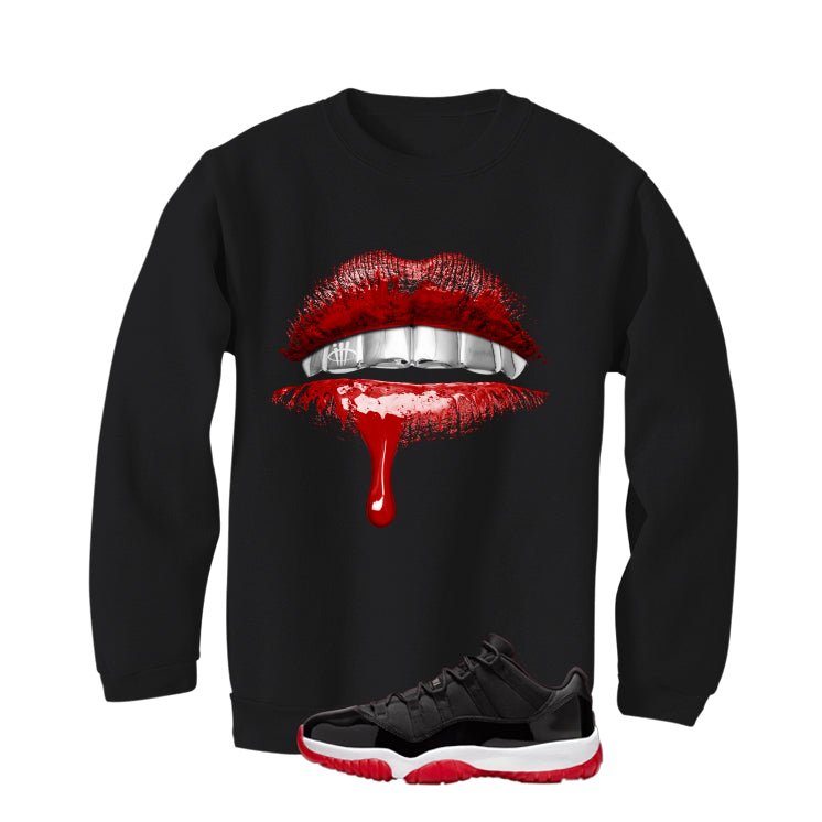 Air Jordan 11 Low Bred Black T-Shirt (Lips)| illcurrency product image 4
