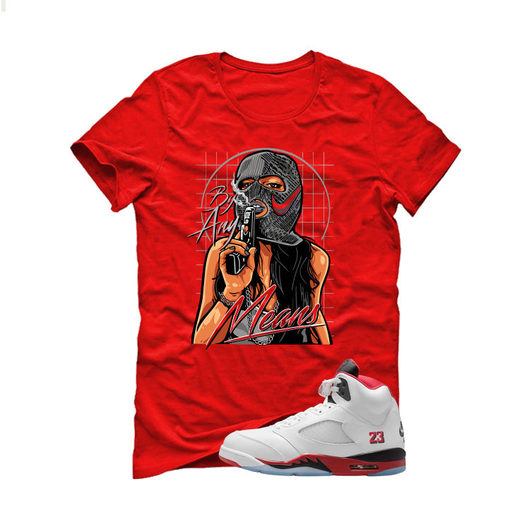 Air Jordan 5 Fire Red Black Tongue T-Shirt (By Any Means) product image 2