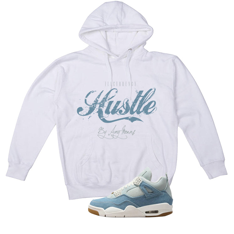 Air Jordan 4 Denim Worn Blue White T-Shirt (Hustle By Any product image 3
