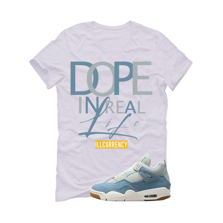 Air Jordan 4 Denim Worn Blue White T-Shirt (DOPE) product image 2