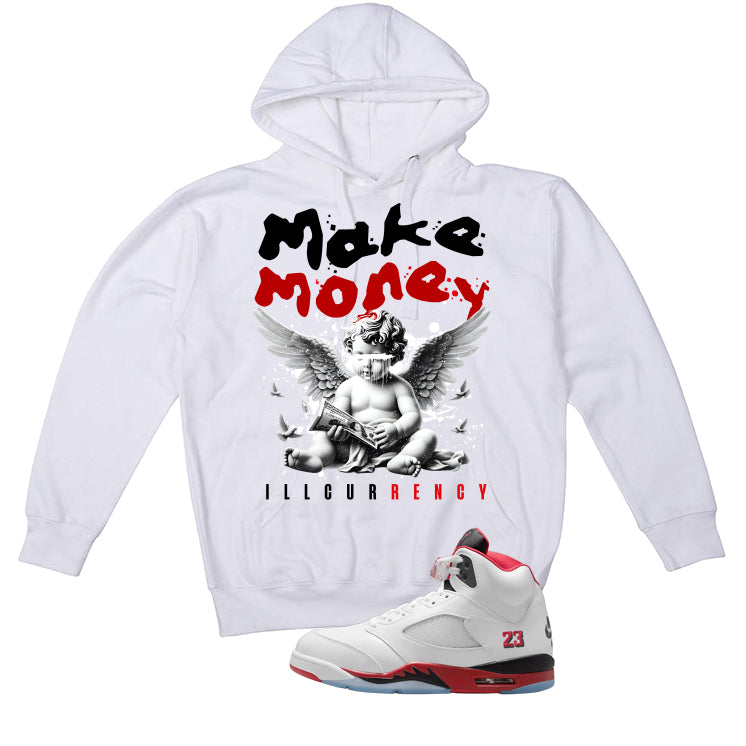 Air Jordan 5 Fire Red Black Tongue White T-Shirt (Make product image 3