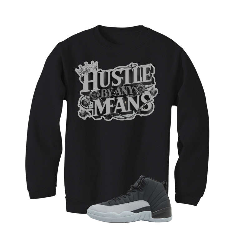 Air Jordan 12 Black/Wolf Grey Black T-Shirt (Hustle By Any product image 4