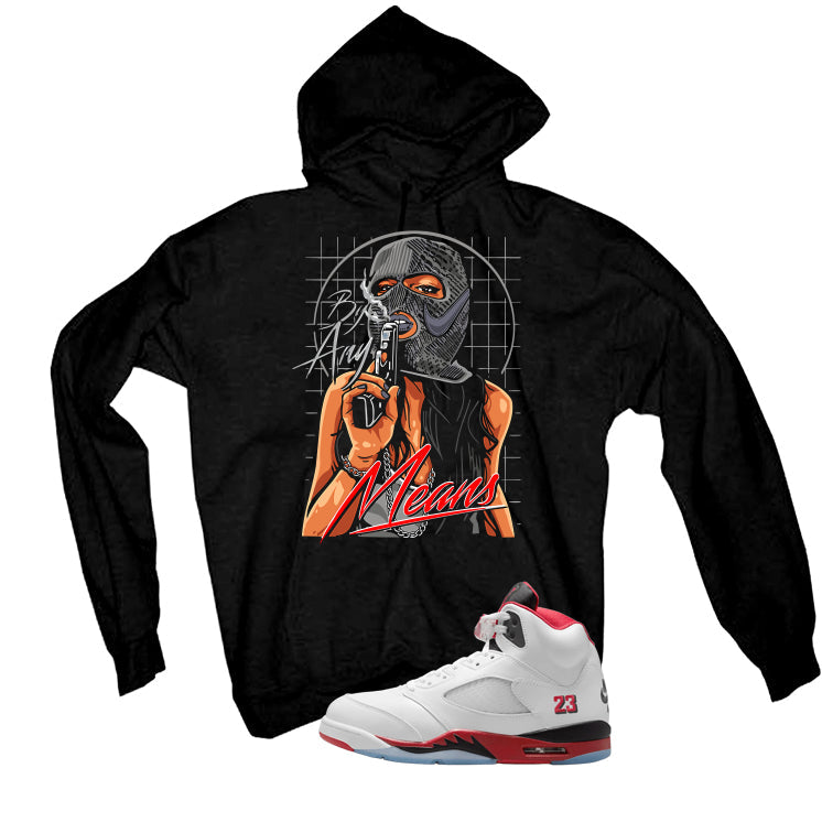 Air Jordan 5 Fire Red Black Tongue T-Shirt (By Any Means) product image 3