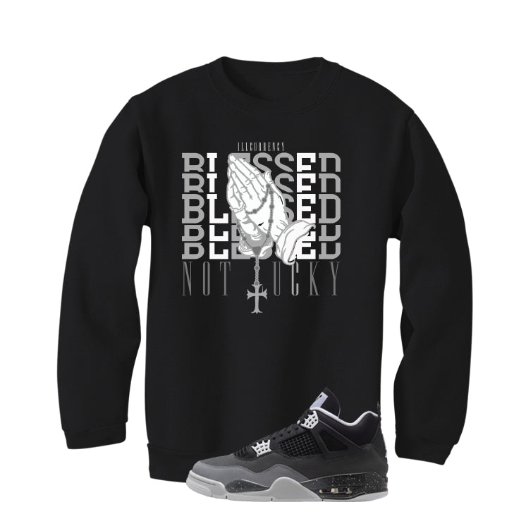 Air Jordan 4 Fear Pack Black T-Shirt (Blessed not lucky) product image 4