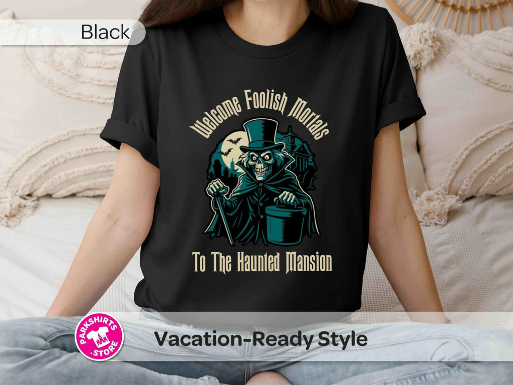 Haunted Mansion Shirt, Welcome Foolish Mortals Tee, Tan Print Spooky Disney Shirt, Halloween Park Tee, Haunted Disney Vacation