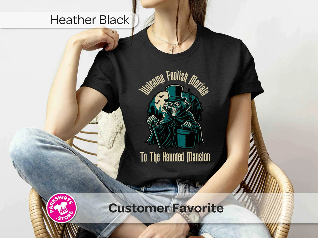 Haunted Mansion Shirt, Welcome Foolish Mortals Tee, Tan Print Spooky Disney Shirt, Halloween Park Tee, Haunted Disney Vacation