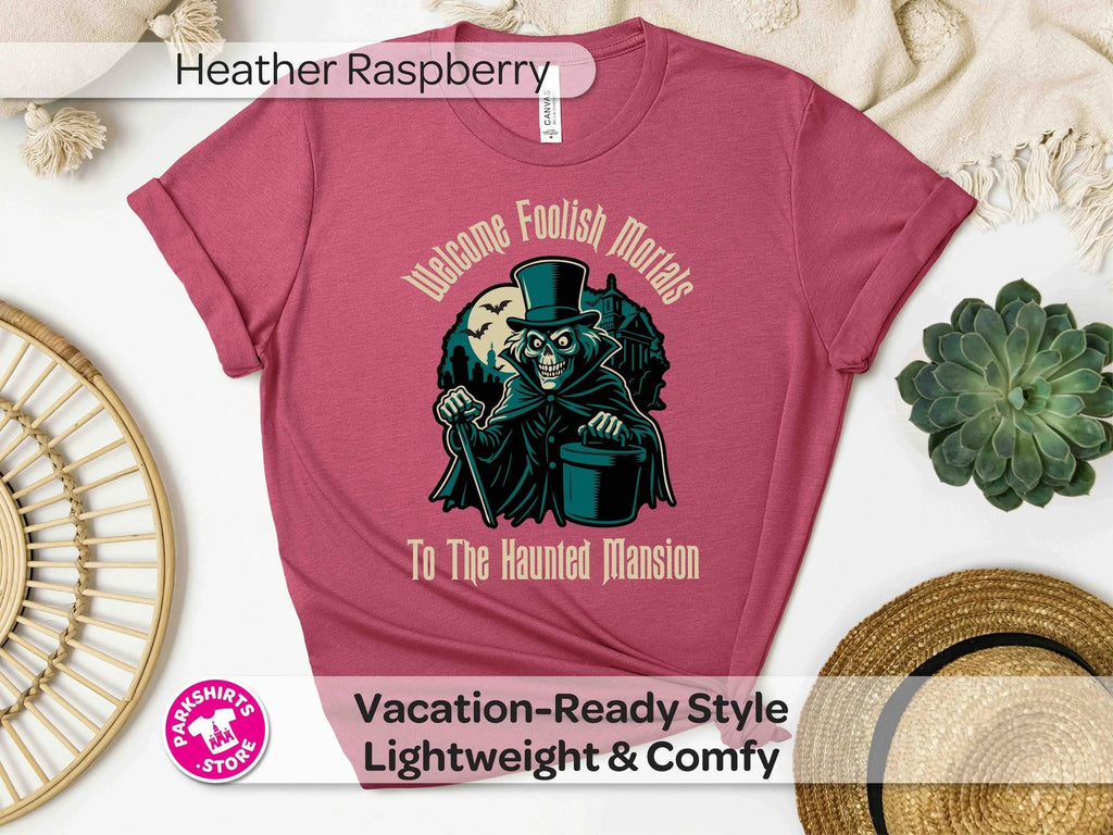 Haunted Mansion Shirt, Welcome Foolish Mortals Tee, Tan Print Spooky Disney Shirt, Halloween Park Tee, Haunted Disney Vacation