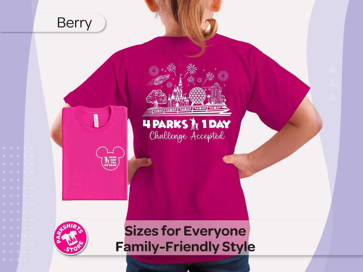 Disney Park Hop Youth Shirt | 4 Parks 1 Day Challenge Tee product image 1