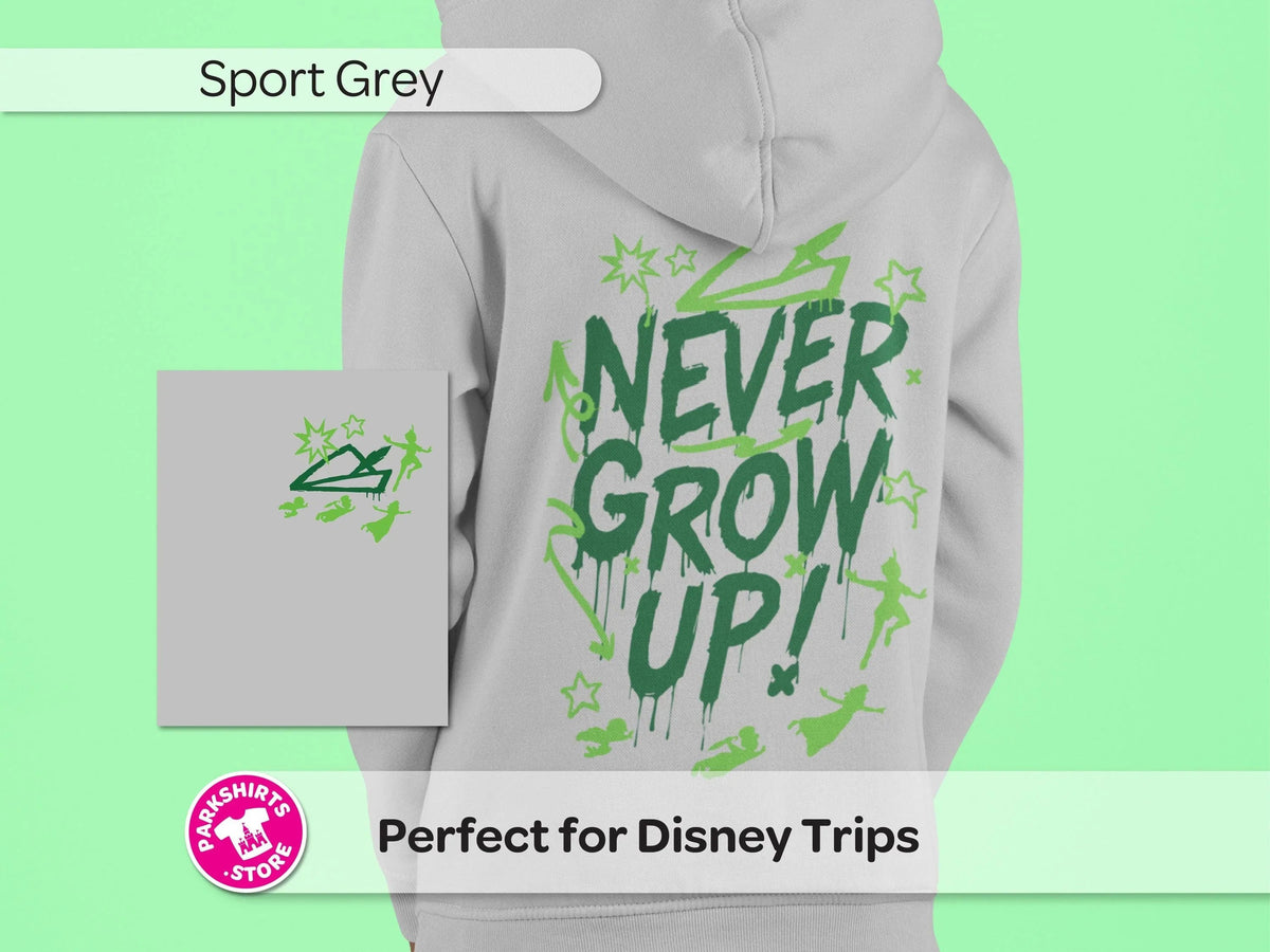 Peter Pan Never Grow Up Kids Hoodie | Disney Graffiti product image 3