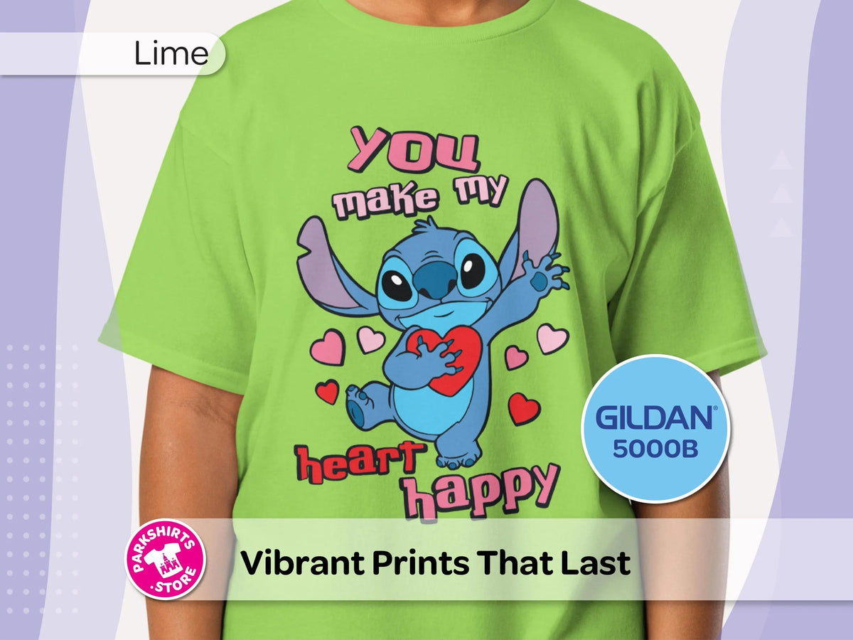 Stitch You Make My Heart Happy Youth T-Shirt | Kids product image 4