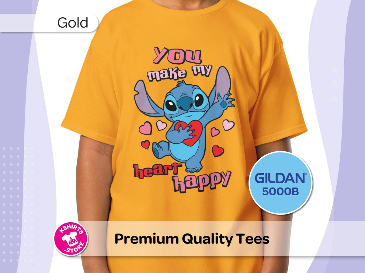 Stitch You Make My Heart Happy Youth T-Shirt | Kids product image 3