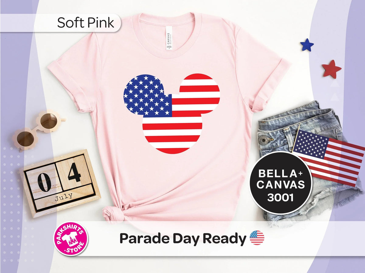 Patriotic Mickey Head Shirt | American Flag Graphic Tee product image 7