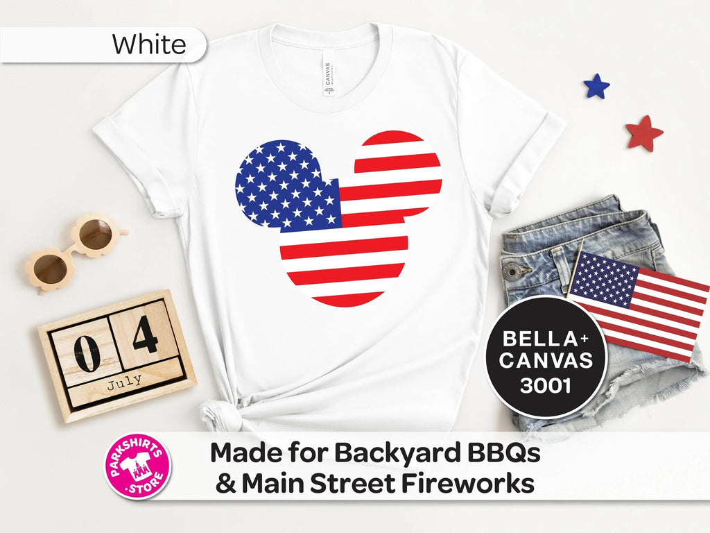 Patriotic Mickey Head Shirt | American Flag Graphic Tee product image 1