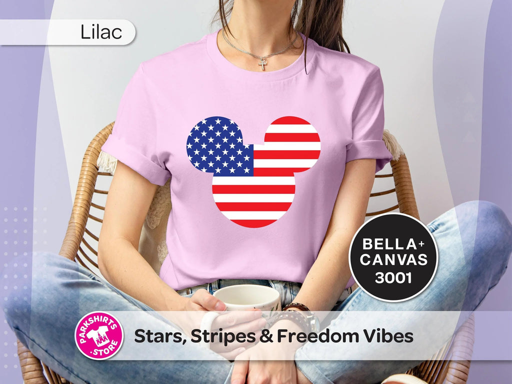 Patriotic Mickey Head Shirt | American Flag Graphic Tee product image 5