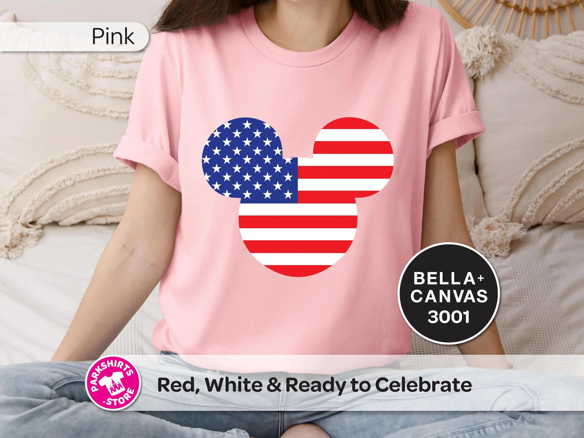 Patriotic Mickey Head Shirt | American Flag Graphic Tee product image 3