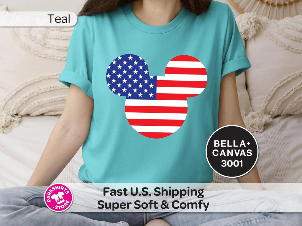 Patriotic Mickey Head Shirt | American Flag Graphic Tee product image 4