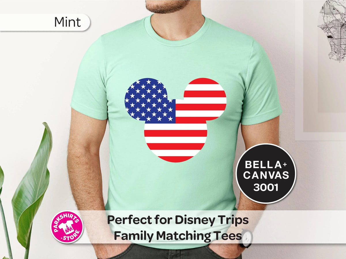 Patriotic Mickey Head Shirt | American Flag Graphic Tee product image 6